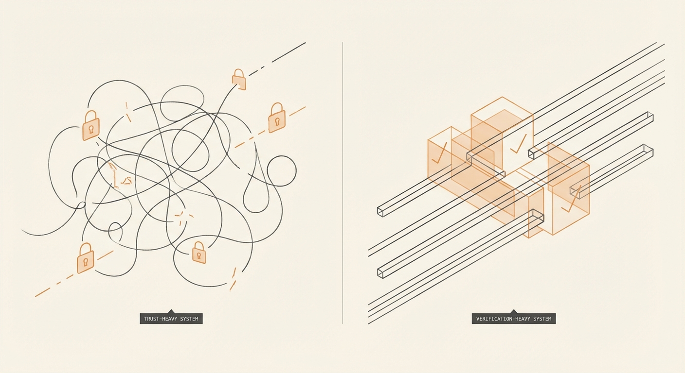 Trust-heavy vs verification-heavy systems