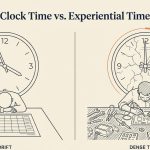 Clock time versus experiential time: drift on the left, dense commitment on the right.