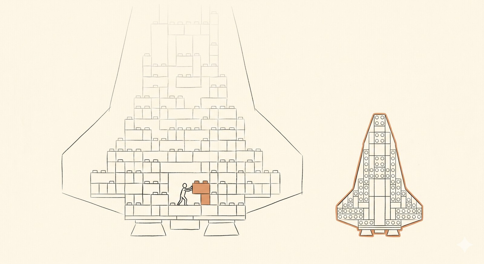 Two spaceships: the bigger ship and the Rosetta stone